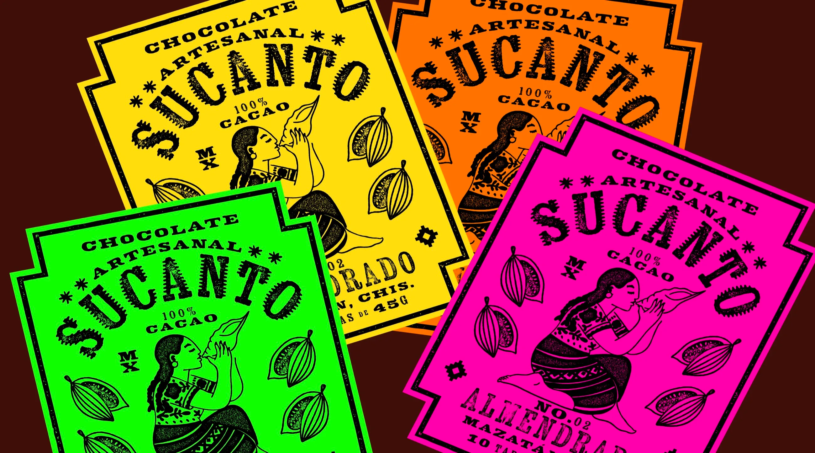 Sucanto chocolate wrappers in neon colours